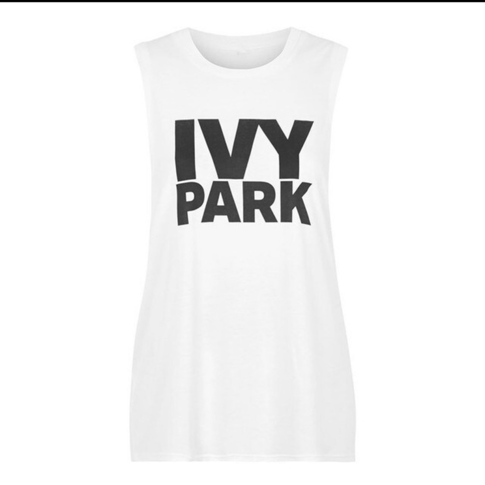 Ivy Park Logo Tank. White with Black Logo. XS.